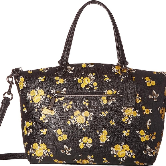 🥀NeW!!🥀 COACH PRAIRIE CROSS STITCH FLORAL PRINT ROSES SATCHEL 87109 - Picture 4 of 15